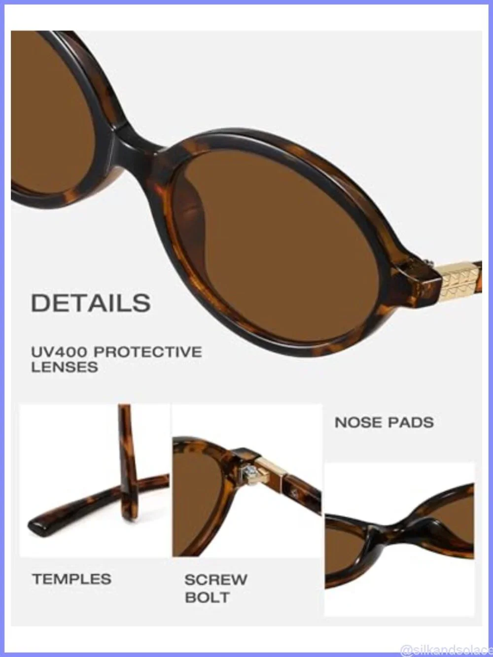Retro Oval Sunglasses UV400 Full Frame Vintage Travel Hiking